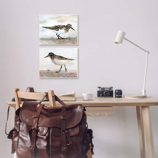 Stupell Industries Sandpipers on Coast Nautical Bird Beach Scene Framed Wall Art